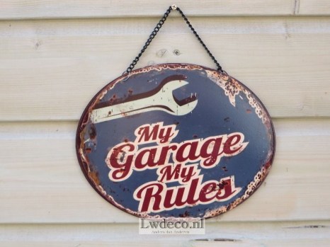 Lw848 ovaal 20x25cm garage rules
